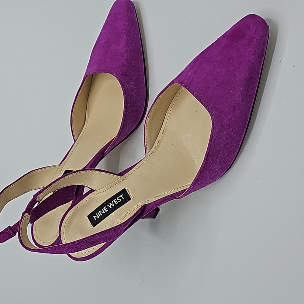 Nine West Fuchsia Pointed Slingback Heels - Picture 2 of 6